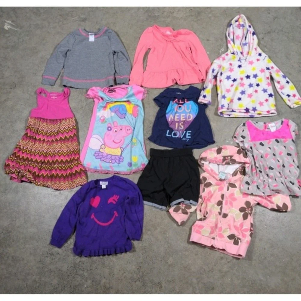 Toddler Girls 3T Clothing Lot 10pc Circo DKNY Peppa Pig Stars Hearts VTG Style